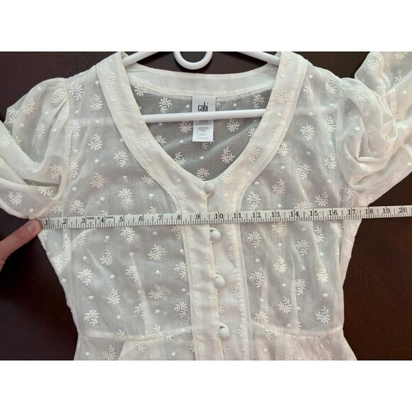 CAbi Midsummer Night White Embroidered Boho Dress Shirtdress Size 0 - Picture 6 of 16
